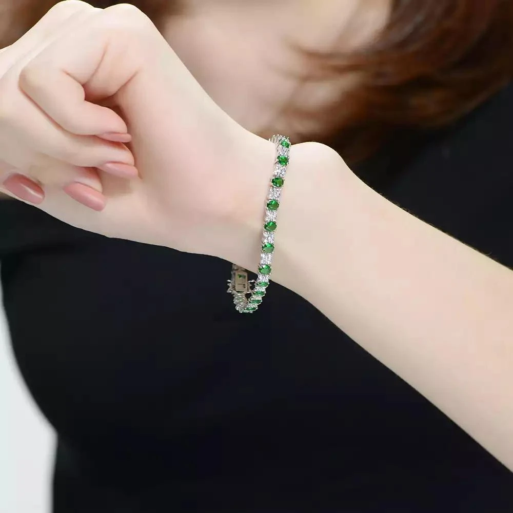 Genevive Sterling Silver White Gold Plated with Colored Cubic Zirconia Tennis Bracelet 2