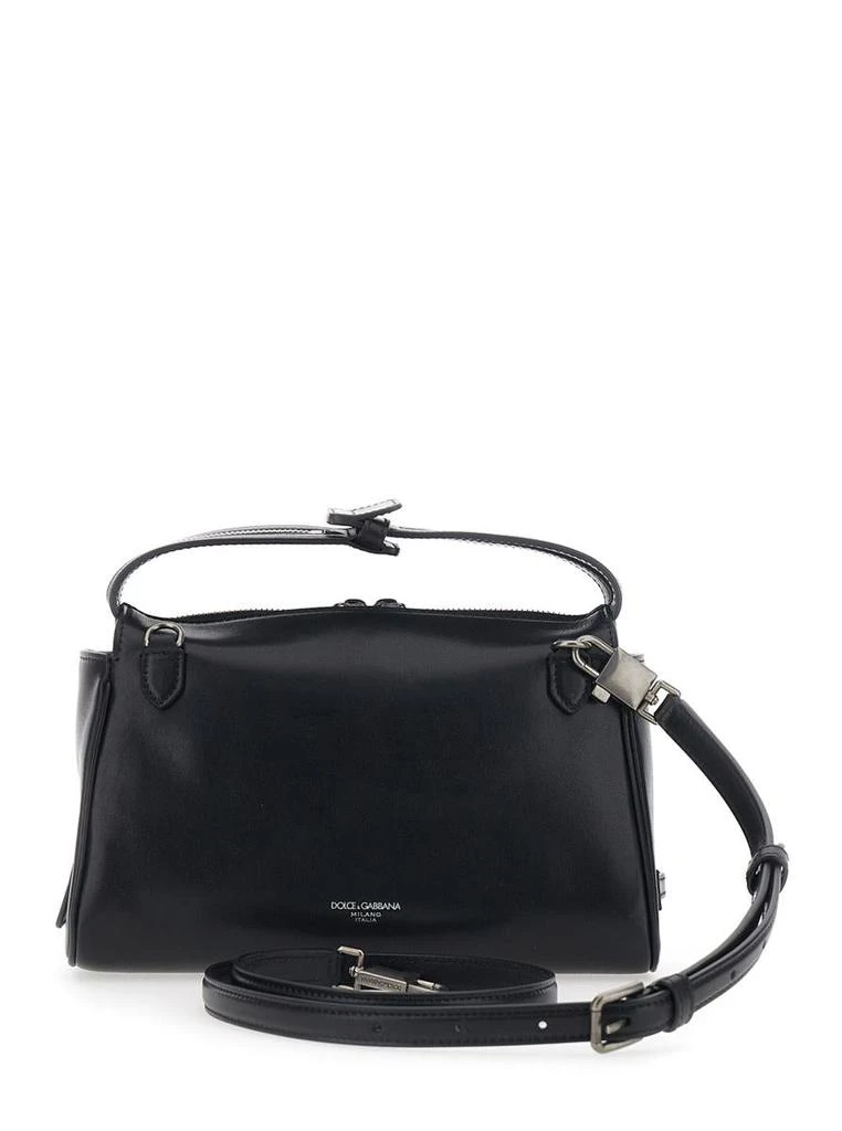 Dolce & Gabbana 'Vittoria' Black Mini Shoulder Bag With Adjustable And Removable Shoulder Strap And Logo Plaque On The Front In Leather Man 2