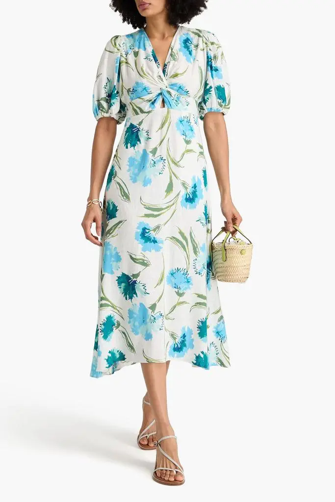 Diane von Furstenberg Majorie floral-print slub woven midi dress 2
