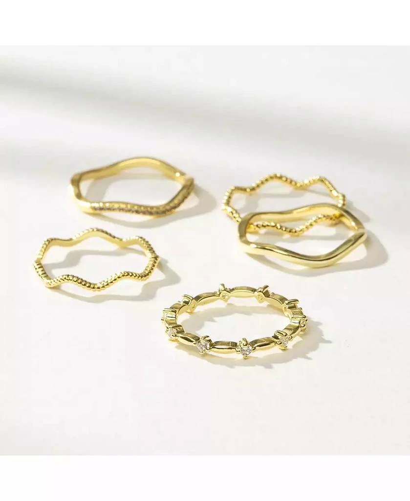 Uncommon James 14k Gold-Plated, Cubic Zirconia Vintage 5 Layered Ring Set, Set of