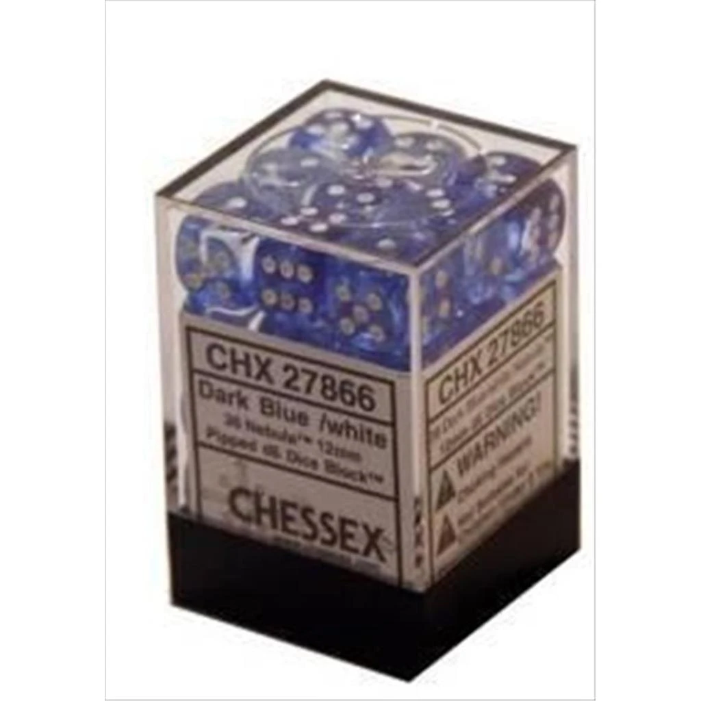 Chessex Manufacturing 27866 12 mm Nebula Dark Blue With White Numbers ...