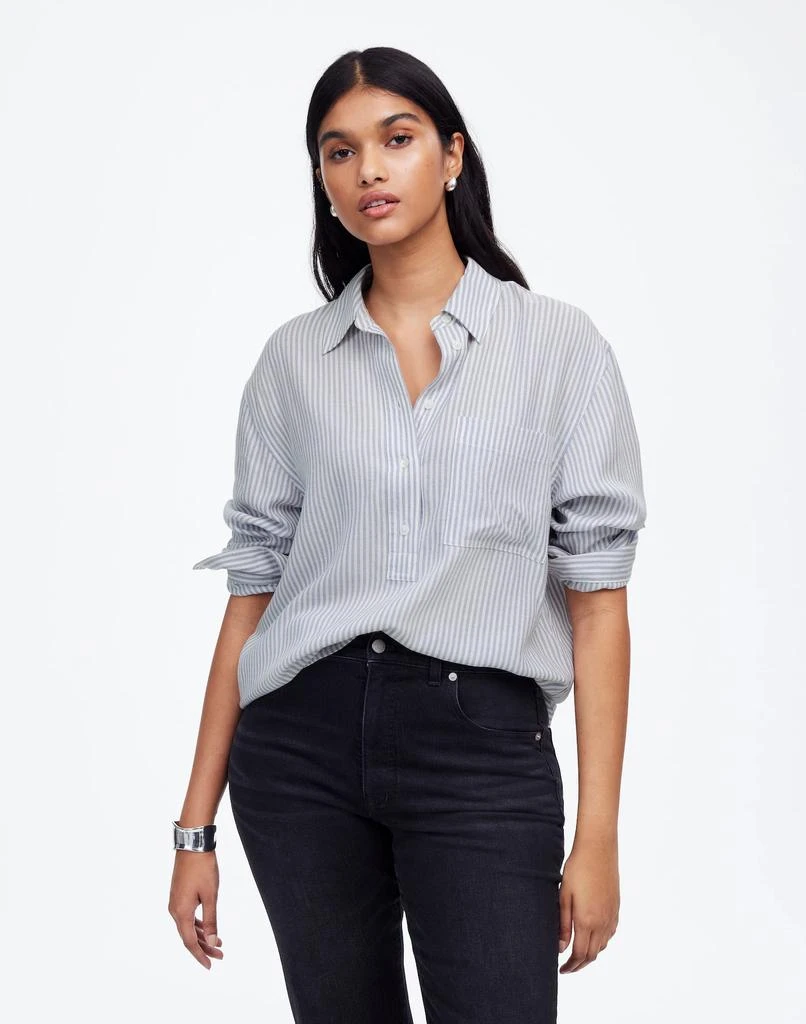 Madewell Drapey Long-Sleeve Popover Shirt in Stripe 2