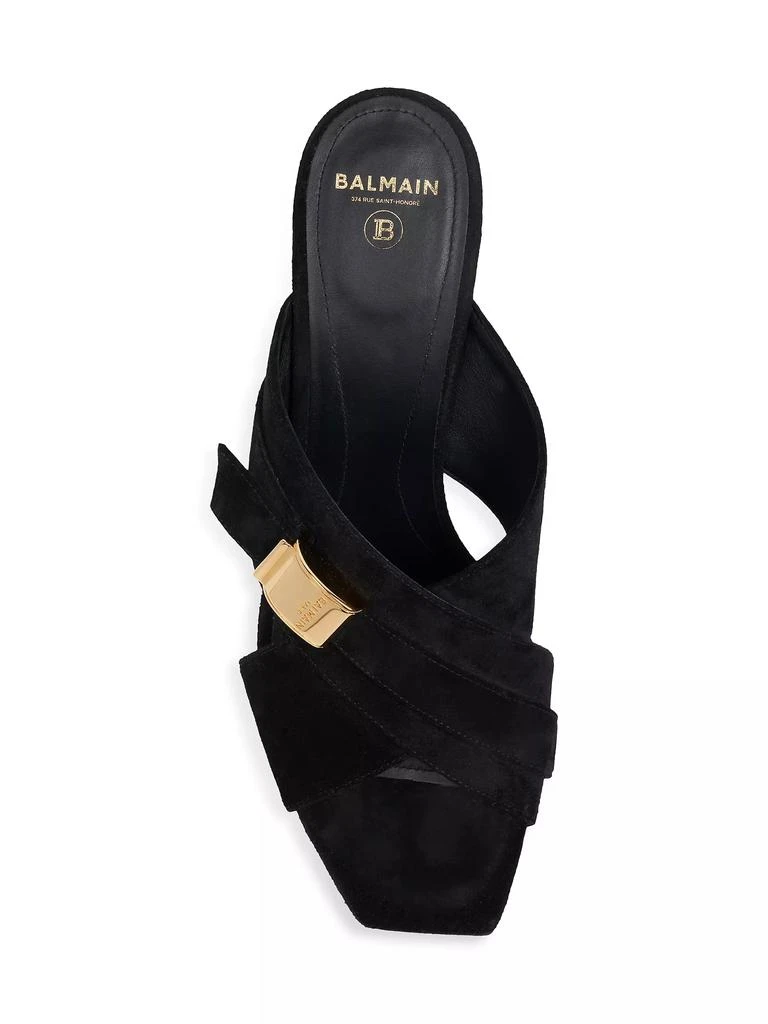 Balmain 75MM Suede Buckle Mules 5
