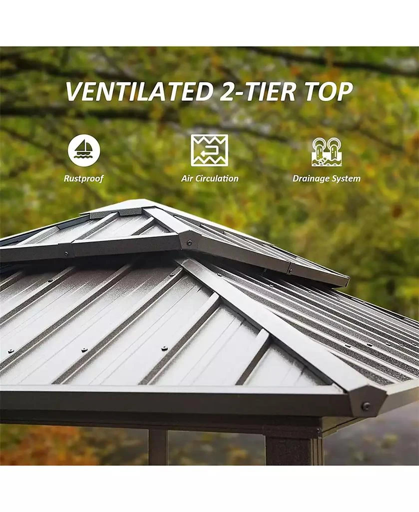 Clihome 8.1-ft x 5.97-ft Grill Gazebo Gray Grill Gazebo with Hardtop Roof 3