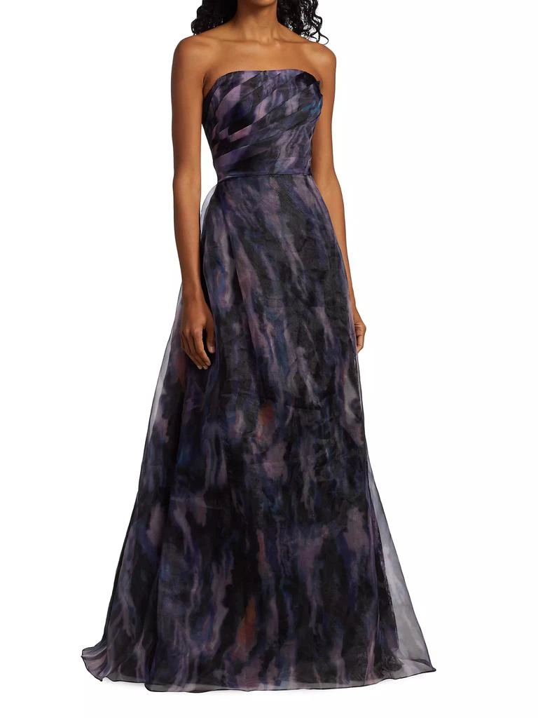 Rene Ruiz Collection Printed Organza Strapless Gown 3