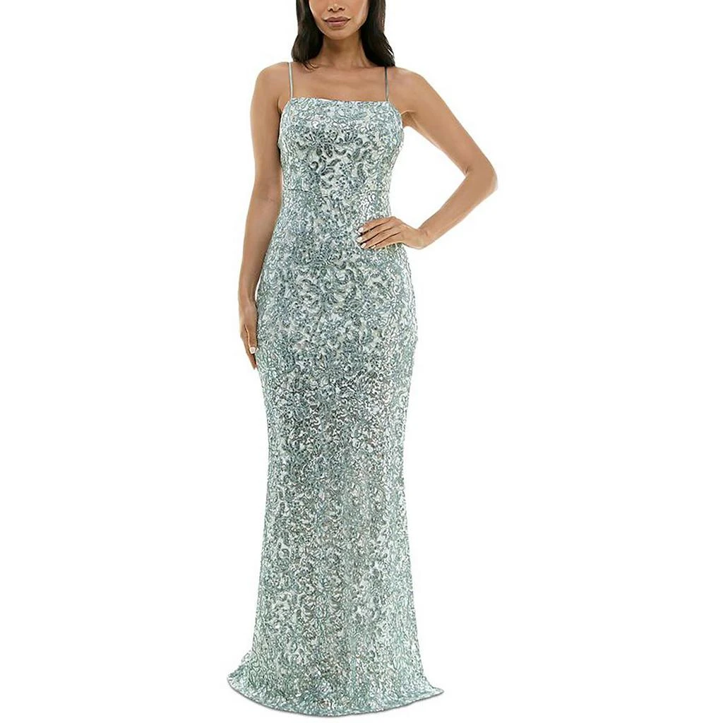 Emerald Sundae Juniors Womens Lace Sequined Evening Dress 1