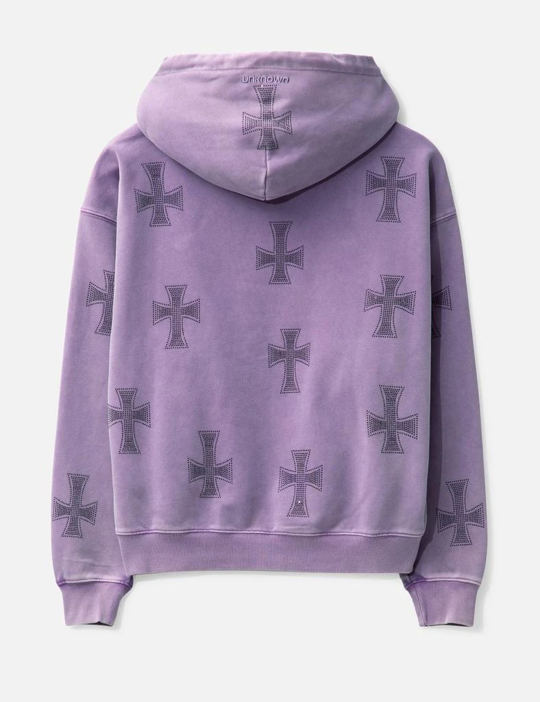UNKNOWN WASHED PURPLE BLACK RHINESTONE HOODIE 2