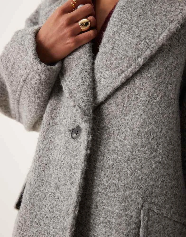 ASOS ASOS DESIGN chuck on cosy boucle coat in grey 2