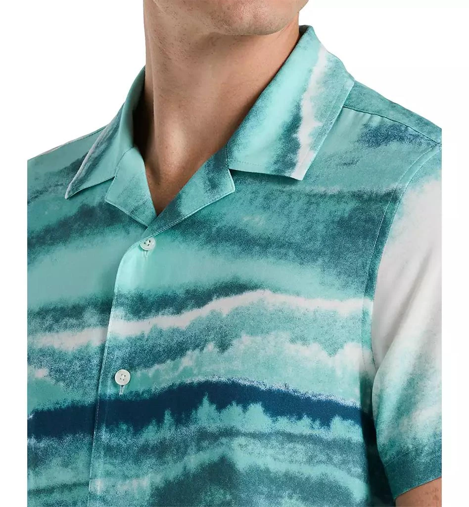 Perry Ellis Men's Short Sleeve Wave Print Button-Front Camp Shirt 3