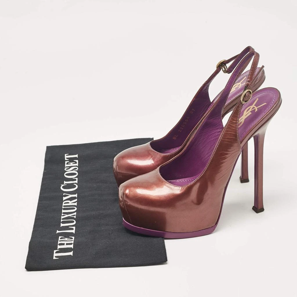 Yves Saint Laurent Yves Saint Laurent Purple Patent Leather Tribtoo Slingback Pumps Size 37 9