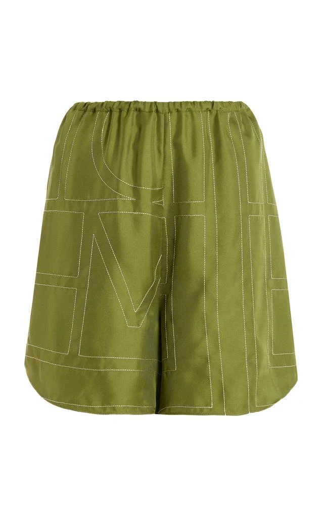 Totême Toteme - Monogram-Printed Silk PJ Shorts - Green - FR 42 - Moda Operandi 1
