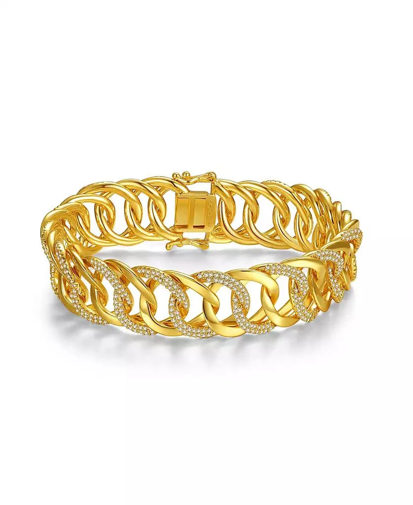 Rachel Glauber Dazzling 14K Gold Plated Paved CZ Slinky Chain Bracelet