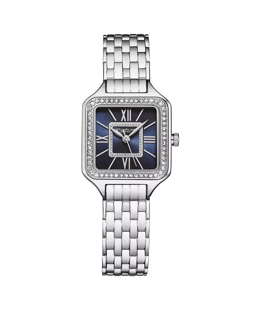 Stuhrling Women's Symphony Silver-tone Stainless Steel , Blue Dial , 36mm Square Watch 1