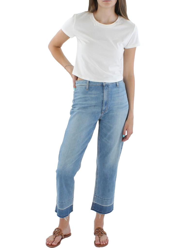 Derek Heart Juniors Womens Crop Crew T-Shirt