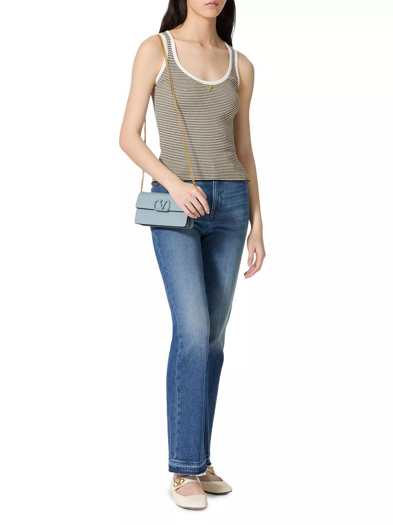 Valentino Garavani VLogo Signature Grainy Calfskin Wallet with Chain