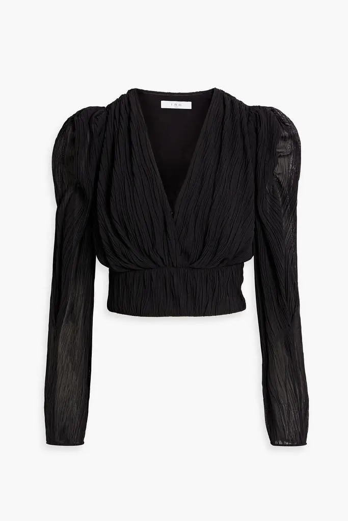 IRO Amili cropped plissé-mesh top
