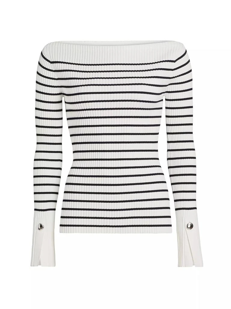 A.L.C. Anya Striped Rib-Knit Boatneck Sweater 1