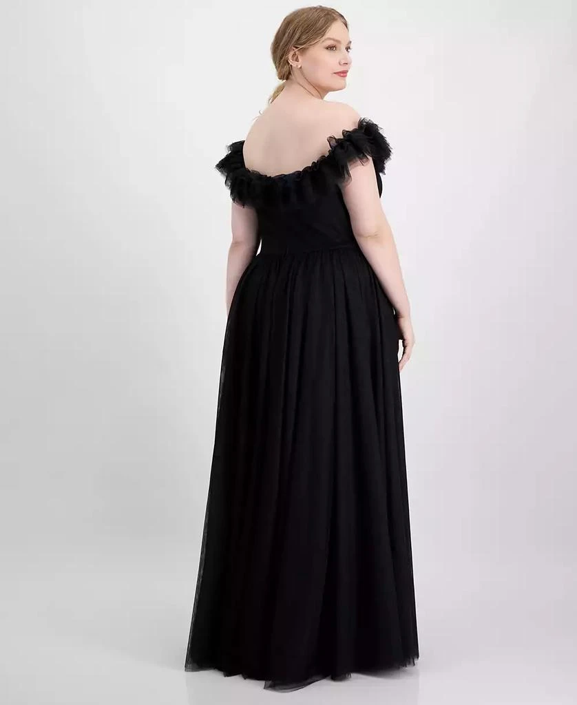 Shop Trendy Plus Size Tulle-Trim Off-The-Shoulder Gown, Created for Macy's  on Sale at BeyondStyle  Get 40% Off Trendy Plus Size Tulle-Trim Off-The-Shoulder  Gown, Created for Macy's with Limited-Time Flash Deals, Exclusive
