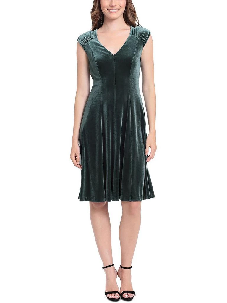 London Times Petites Womens Velvet Mini Cocktail and Party Dress 1