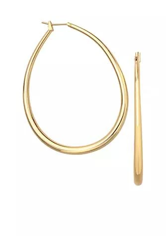 Belk Silverworks Silverworks 24Kt Over Fine Silver Plated 45 Mm. Oval Graduated Hoop Earrings 1