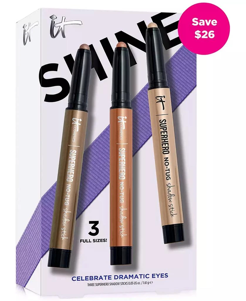 IT Cosmetics 3-Pc. Shine Superhero No-Tug Shadow Stick Set 1