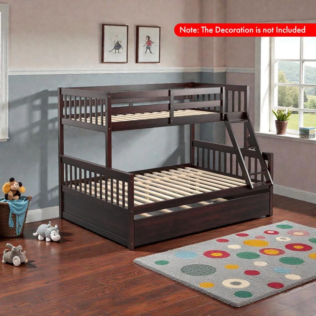 Hivvago Convertible Twin-Over-Full Bunk Bed with Slide-Out Twin Trundle 2