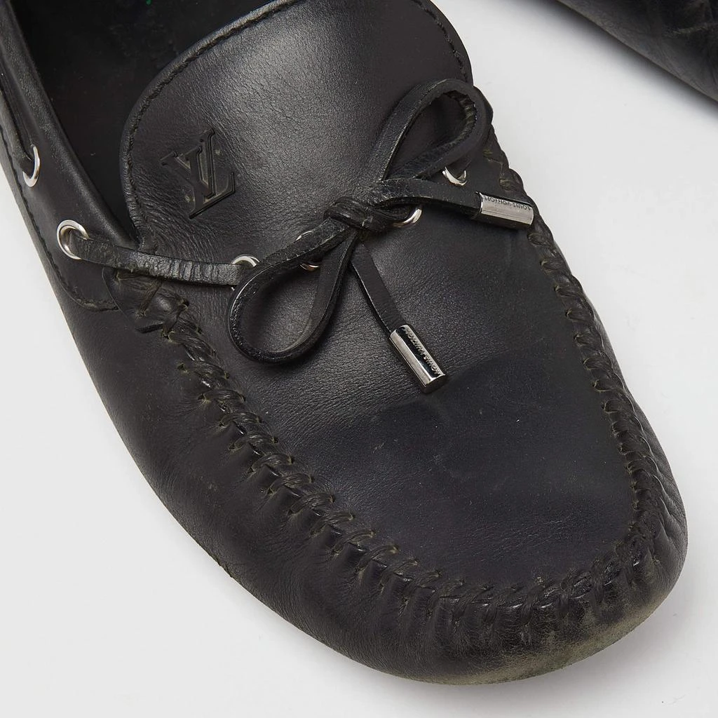 Louis Vuitton Louis Vuitton Black Leather Bow Slip On Loafers Size 43.5 7