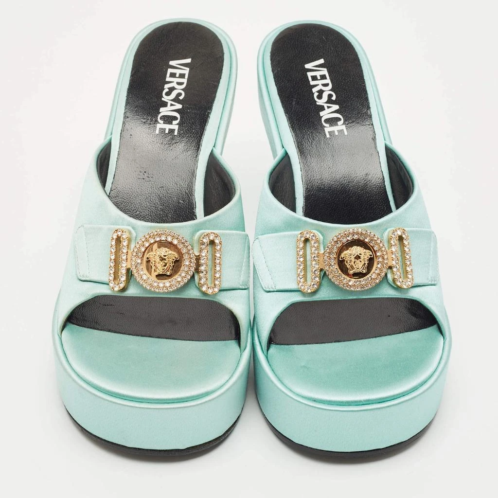 Versace Versace Mint Green Satin Medusa Biggie Platform Mules Size 38 3