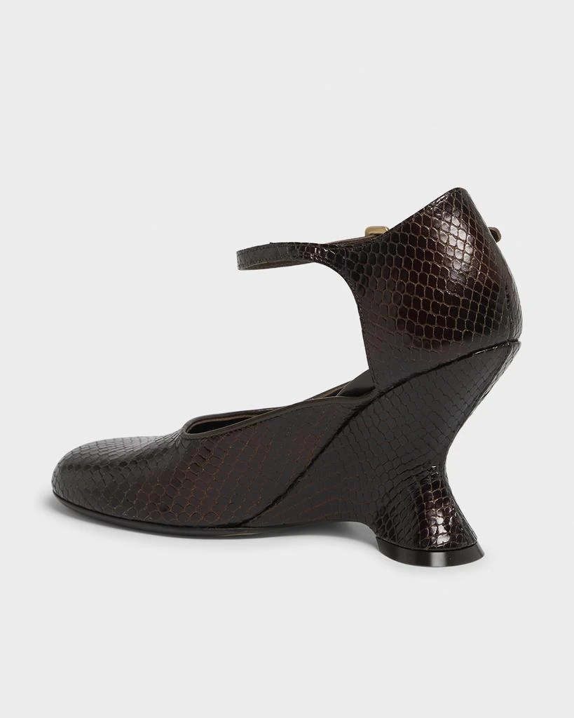 Dries Van Noten Python Stamped Leather Wedge Pumps 2