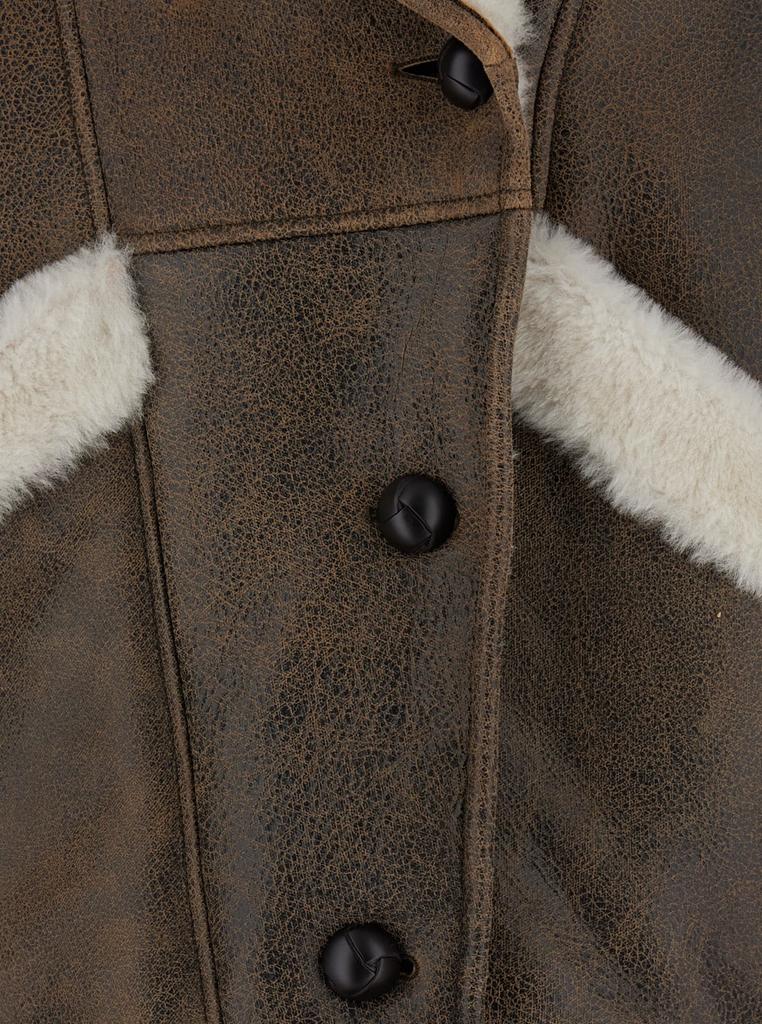 Blancha Brown Jacket With Shearling Trim In Leather Woman