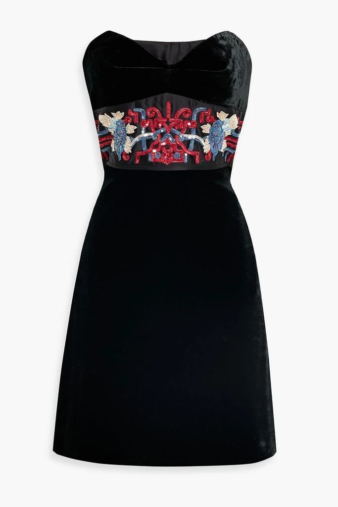 Zuhair Murad Strapless embellished satin and velvet mini dress 1