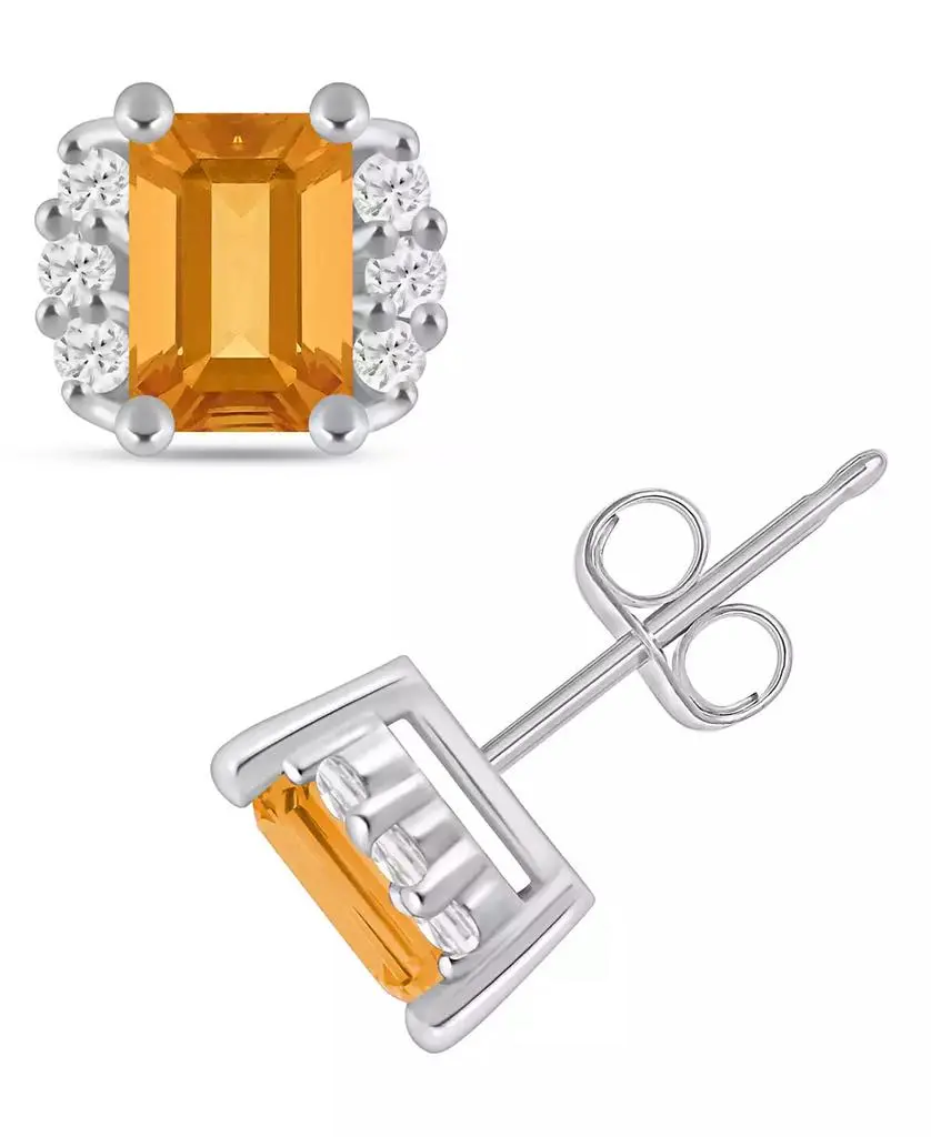 Macy's Gemstone and Diamond 1/3" Stud Earrings in 10K White Gold (also in 10K Yellow Gold)