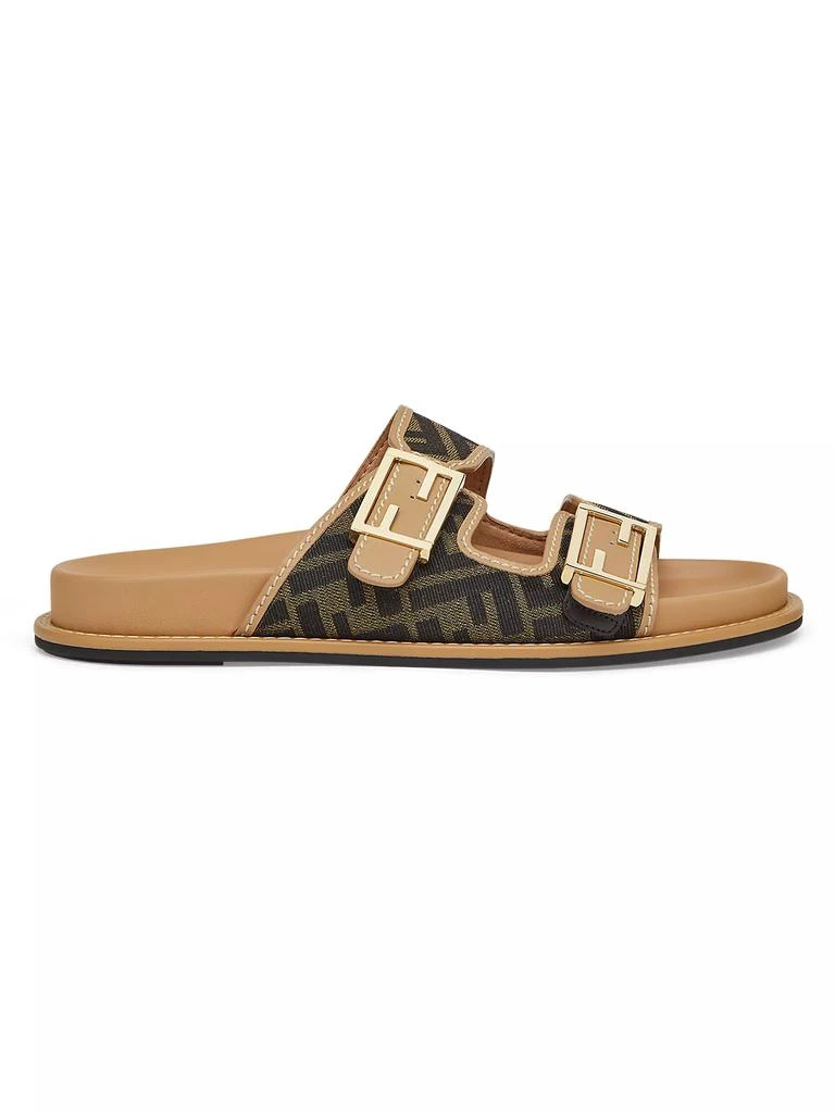 Fendi Logo Canvas Flat Sandals 1