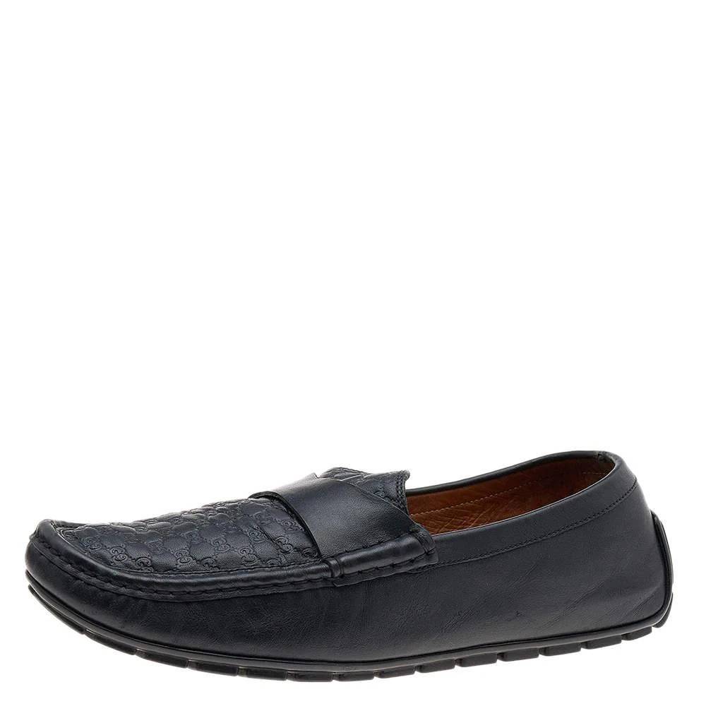 Gucci Gucci Black Guccissima Leather Penny Slip On Loafers Size 43.5 1