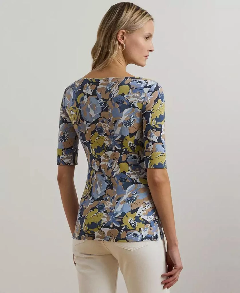 Ralph Lauren Women's Floral Stretch Cotton Boatneck Tee, Regular & Petite 3