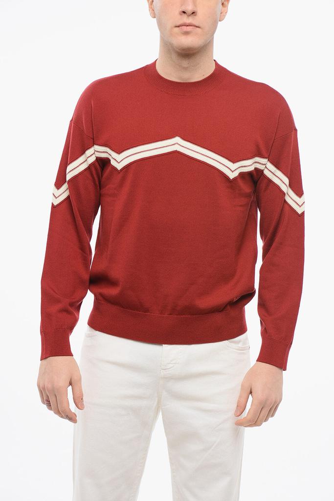 Armani Armani EMPORIO Virgin Wool Sweater with Herringbone Embroidery