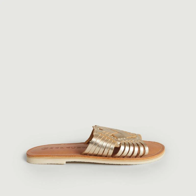 Mapache Isla sandals in cowhide leather Champagne MAPACHE 3