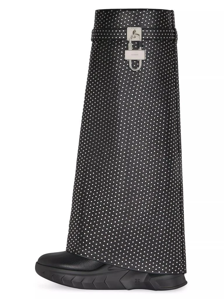 Givenchy Shark Lock Biker Low Heel Boots in Grained Leather With Studs 3
