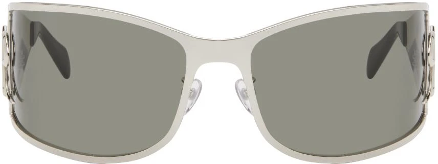 BLUMARINE Silver Metal Wraparound Sunglasses 1