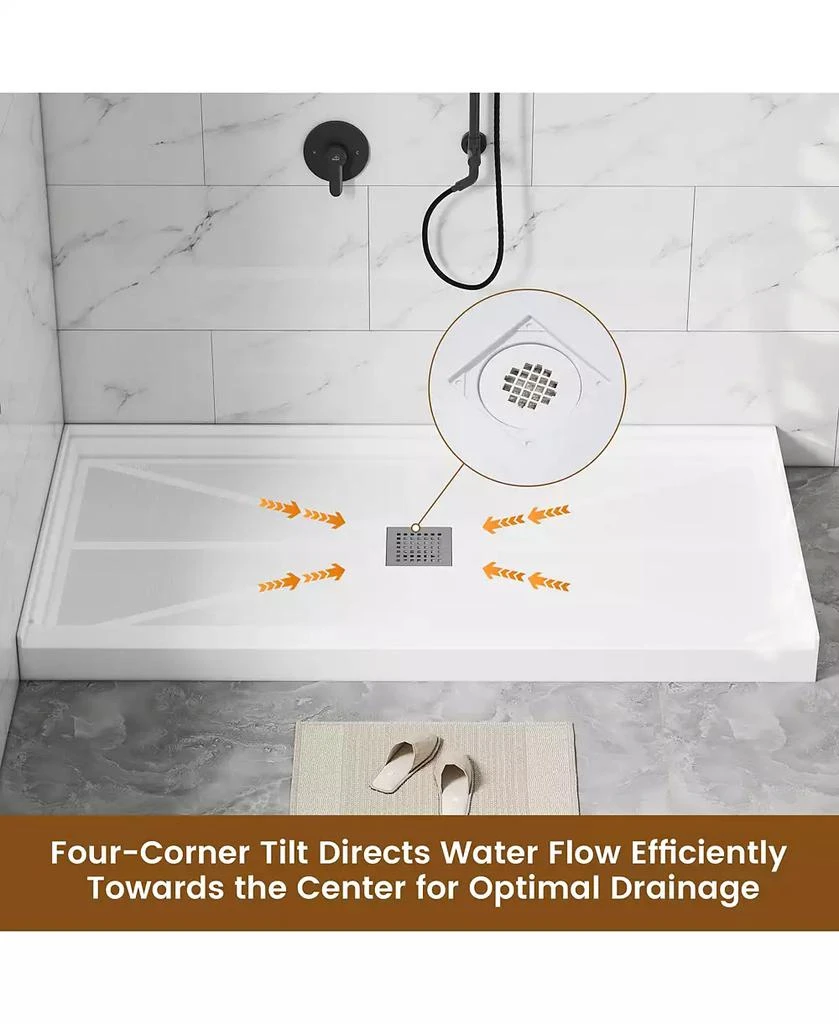 CASAINC 60"W X 36"D SMC Single Threshold Shower Base Anti-Slip Shower Pan, Drain Assembly 
Drain Cover Included 5