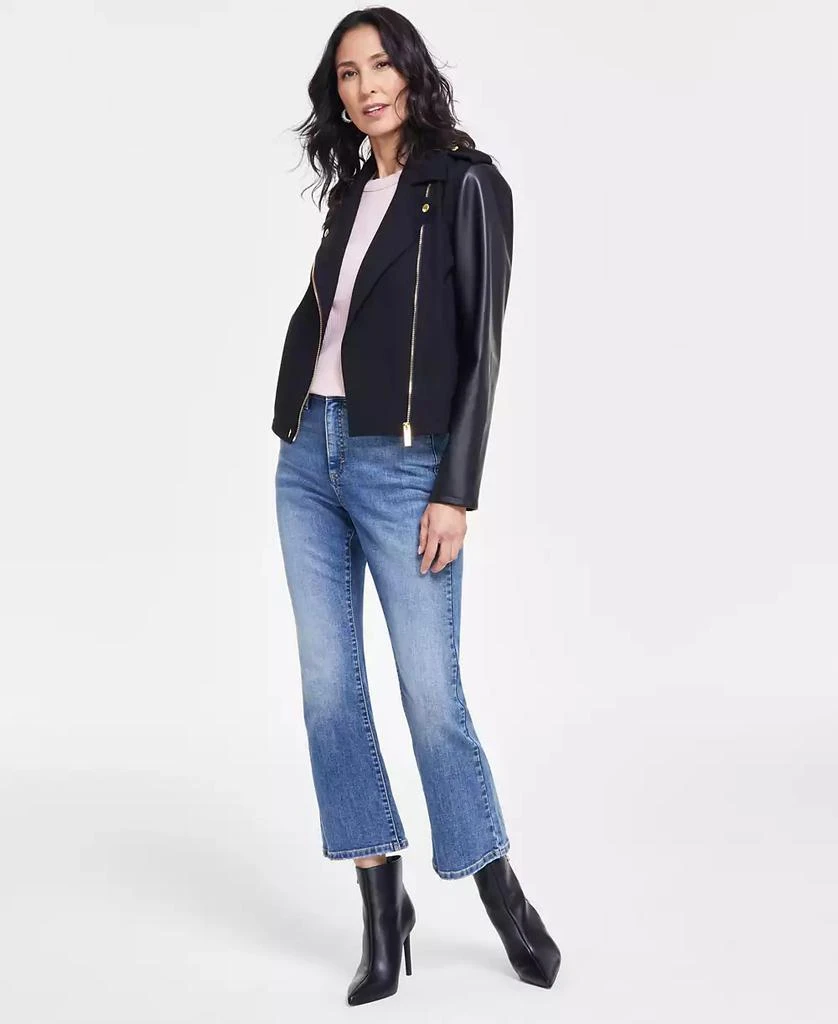 INC International Women's Mixed Media Moto Jacket, Created for Macy's 4