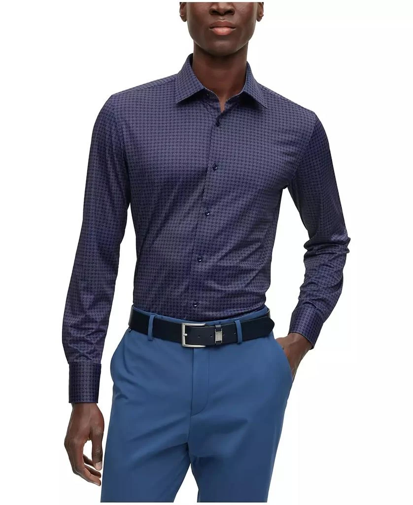 Hugo Boss Men's Houndstooth-Print Slim-Fit Shirt 1