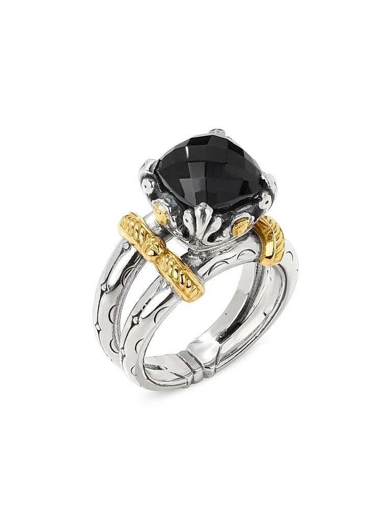 Konstantino Anthos Dual Ray Sterling Silver, 18K Yellow Gold & Black Onyx Solitaire Ring 1