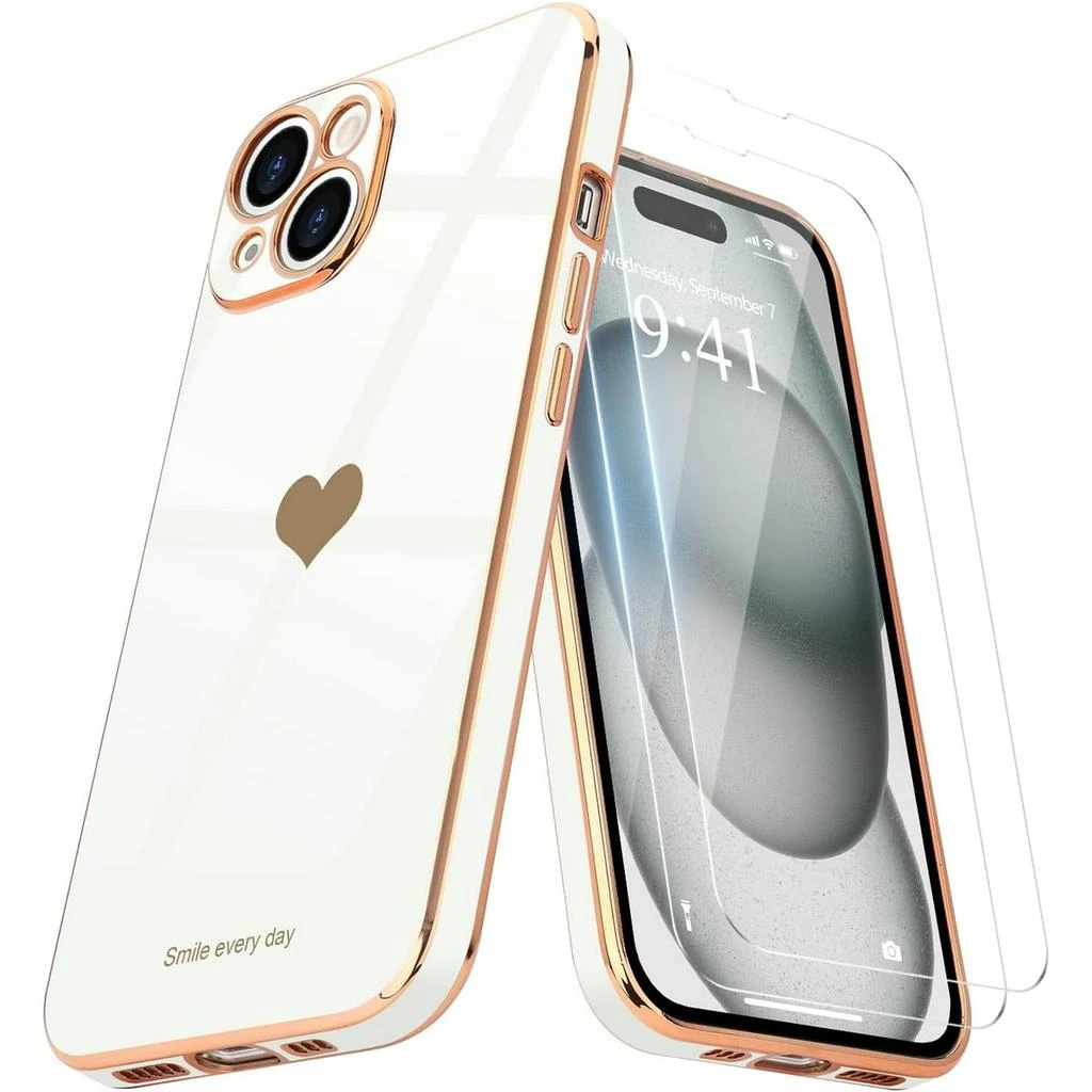 ENTRONIX Entronix Bundle Compatible with iPhone 14 - [Flexible] Glossy Heart Case 
2 Clear Screen Protectors 9