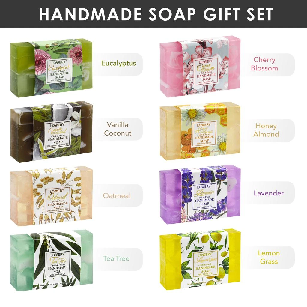 Lovery Handmade Soap Set - 8 Piece Variety Pack Luxury Bath Soap Gift Box 2