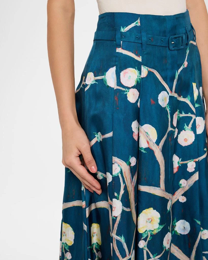 Gabriela Hearst Dugald Floral Pleated Ankle Skirt With Belt 5