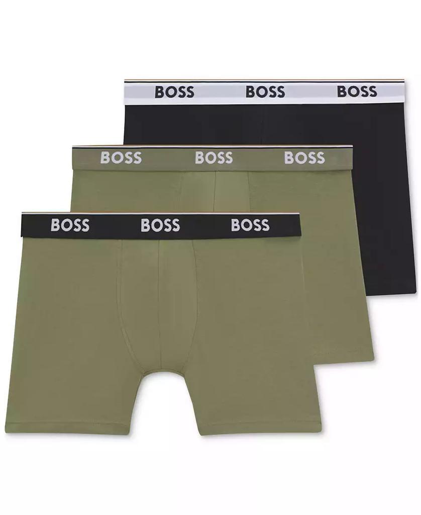 Hugo Boss Men's Power 3-Pk. Tipped Logo Waistband Boxer Briefs