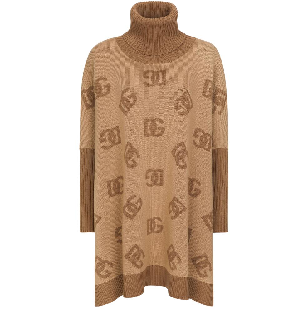 Dolce & Gabbana Short wool turtle-neck poncho