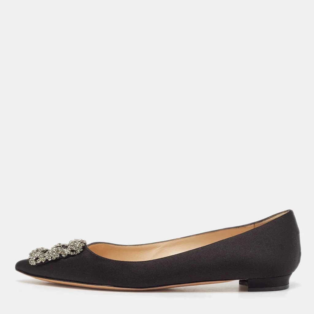 Manolo Blahnik Manolo Blahnik Black Satin Hangisi Ballet Flats Size 37.5 1