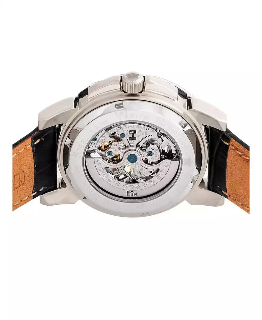Reign Philippe Automatic White Dial, Genuine Black Leather Watch 41mm 4